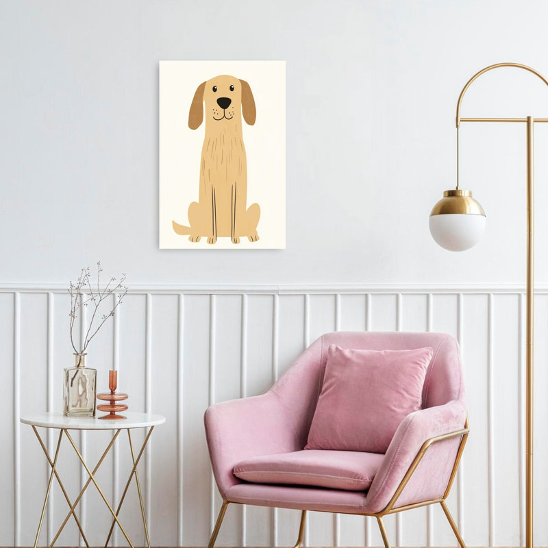 Adorable reproduction d'art mural mignon Golden Retriever, H 24 po x l 16 po