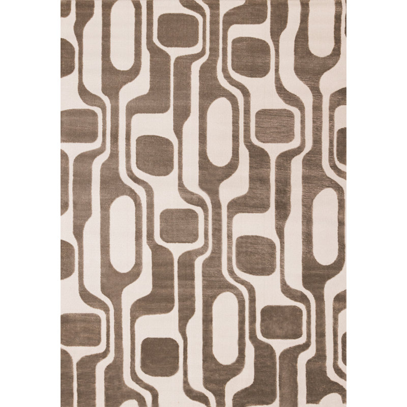 Tapis géométrique abstrait crème Amabilia, Rectangle 5 pi 3 po x 7 pi 7 po