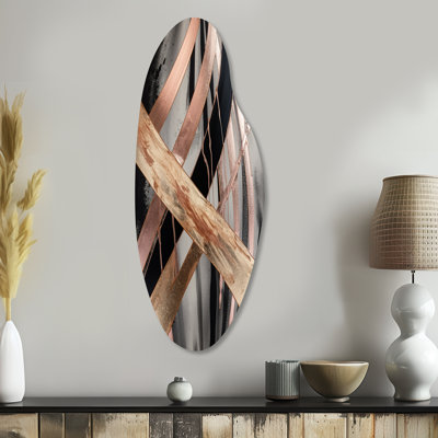 Duvall - Marble Curved Metal Wall Decor, Modern Asymmetrical Metal Art Print