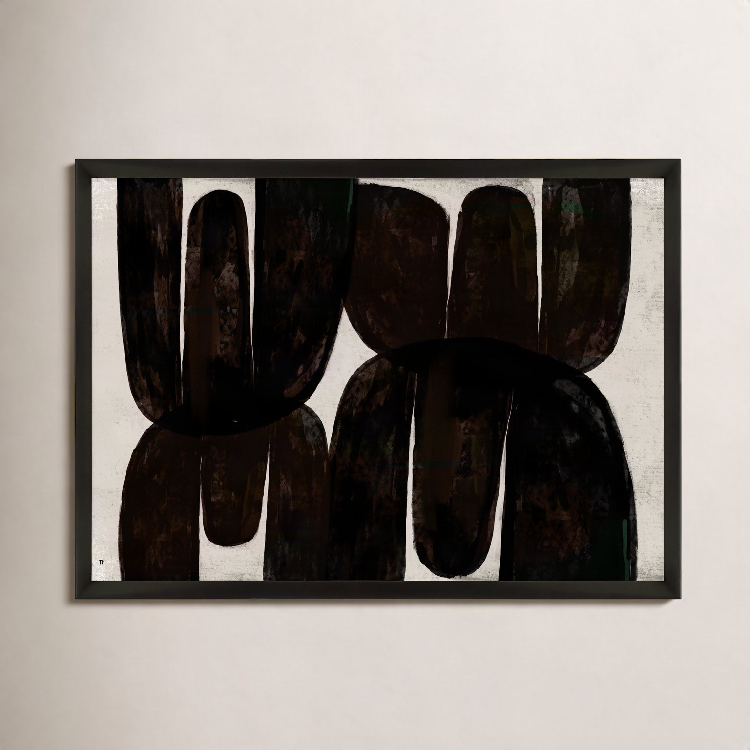 Stretched Painting, Black, 14" H x 20" W x 1.25" D