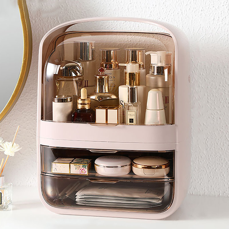 Baelyn Plastic Makeup Organiser, Crystal Pink