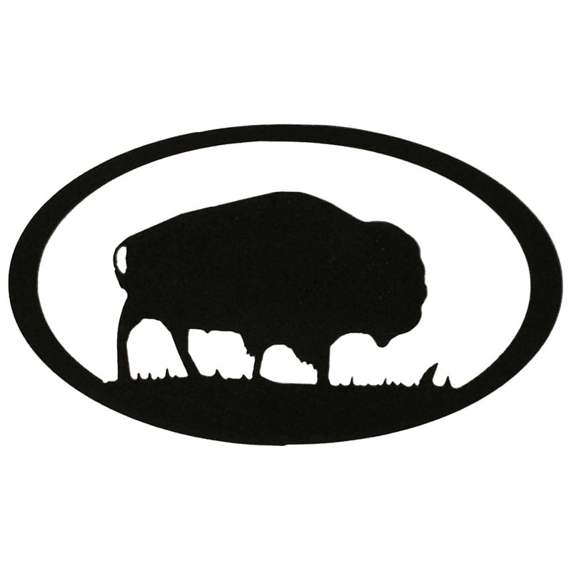 Buffalo ovale en métal déco, Noir martelé