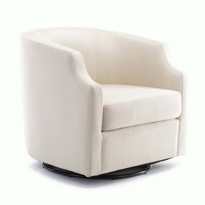 Fauteuil demi-tonneau pivotant, Polyester beige