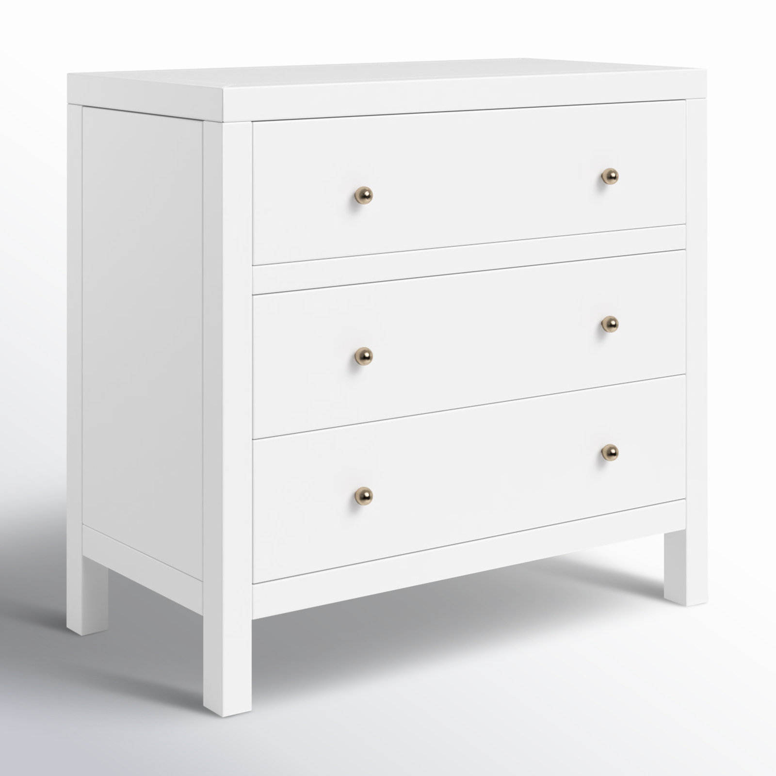 Celine 34" 3-Drawer Nightstand, Smooth White