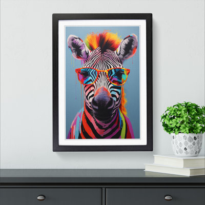 Zebra With Glasses Painting - Single Picture Frame Print on Wood
