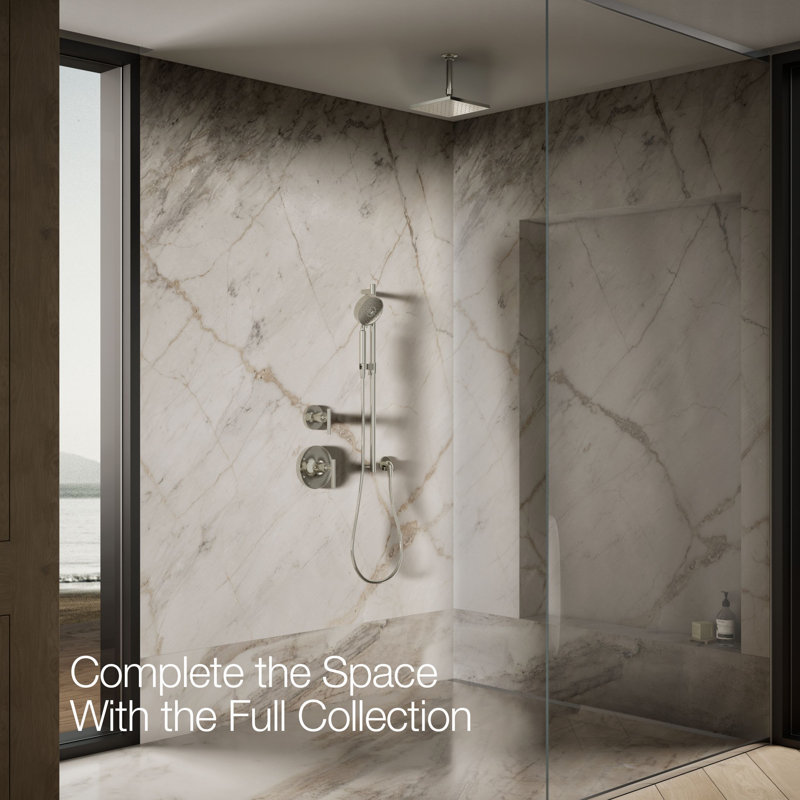 Contemporary Rain Shower Head, Vibrant Polished Nickel, 1.75 GPM, Square