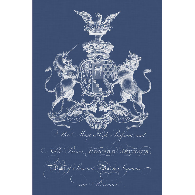 Heraldry On Navy II by Vision Studio - Print on Canvas, 30 cm H x 20 cm W, Wrapped Canvas