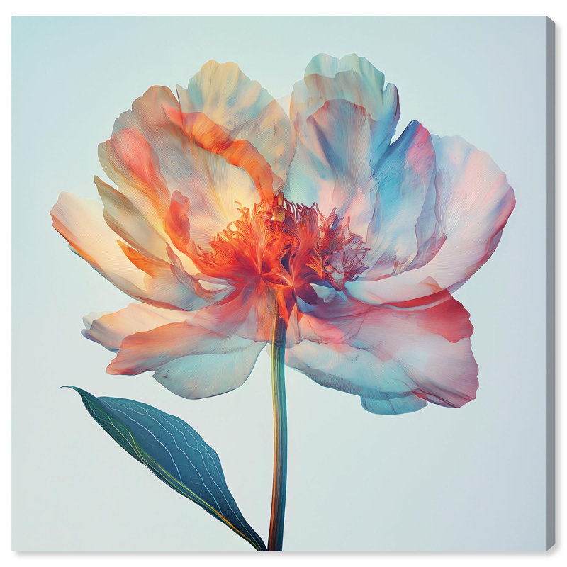 Décoration murale pivoines sur toile , H 40 po x l 40 po, Peinture sans cadre, Toile tendue