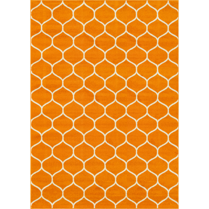 Llanet Geometric Area Rug, Rectangle 10' x 14'1", Orange