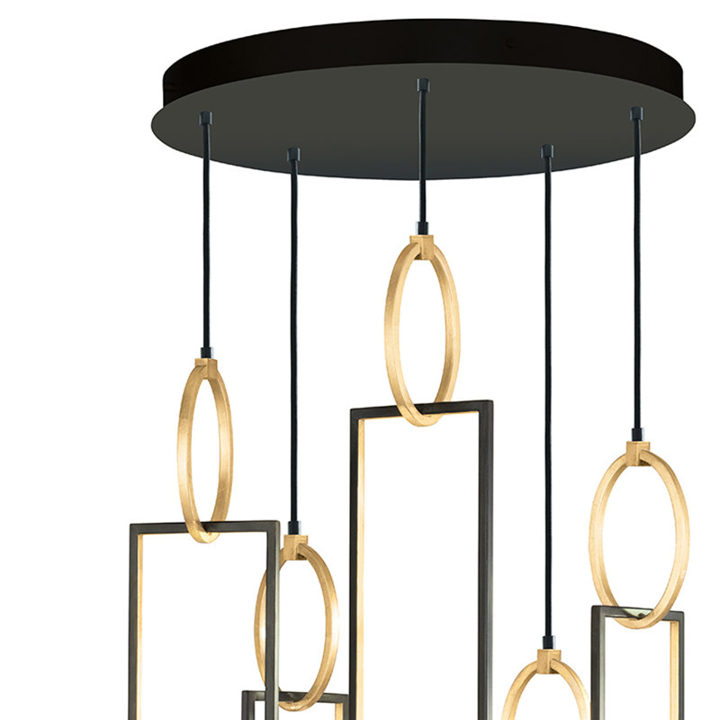 Luminaire suspendu rond 26,5 po Delphi, Noir