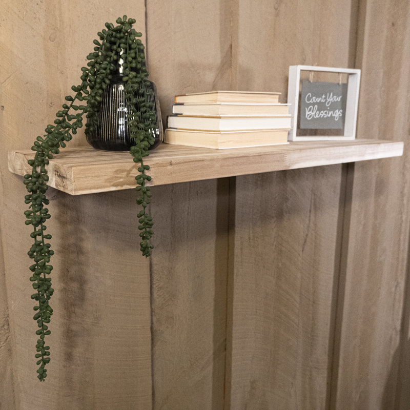 Unfinished Acacia Floating Shelf, 24" L x 6" W