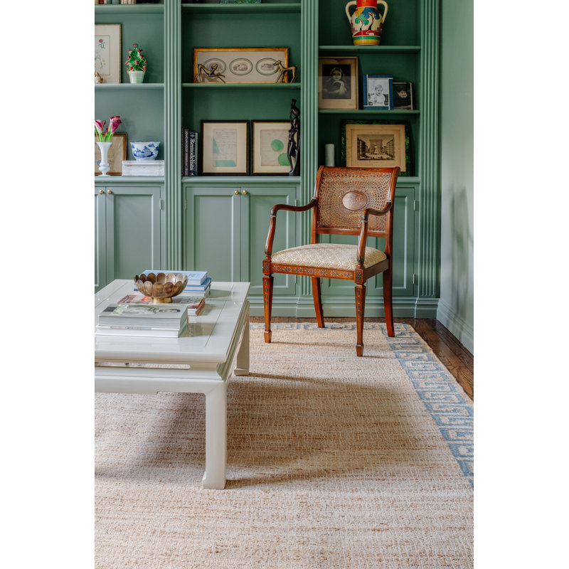 Erin Gates by Momeni Orchard Greek Key Jute and Wool Hand Woven Blue Area Rug, Runner 2'3" x 8'