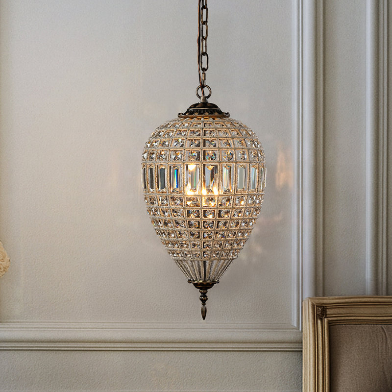 Lustre Empire français à 3 lumières en cristal, fini bronze antique, à intensité variable, style vintage, idéal pour salle à manger, hall d'entrée ou chambre.