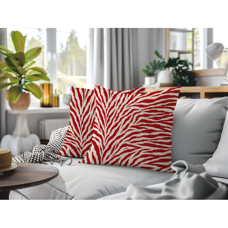 Oreiller réversible Jay Zebra, Red, 18x18