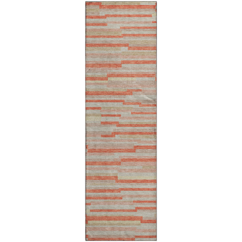 Premium Machine Washable Prisco Salmon Rug, Runner 2'3" x 7'6"