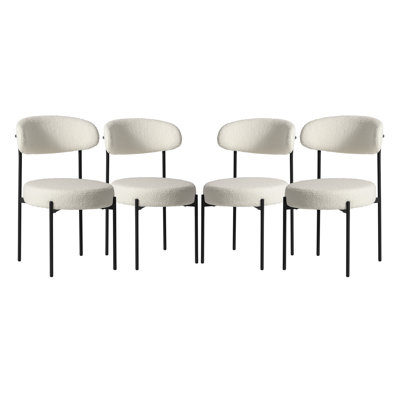 Rauragh Faux Shearling Fabric Upholstered Side Chair With Metal Leg