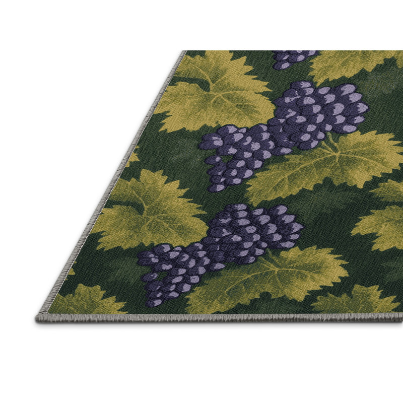 Washable Grape Clusters Farm Area Rug, Square 7'