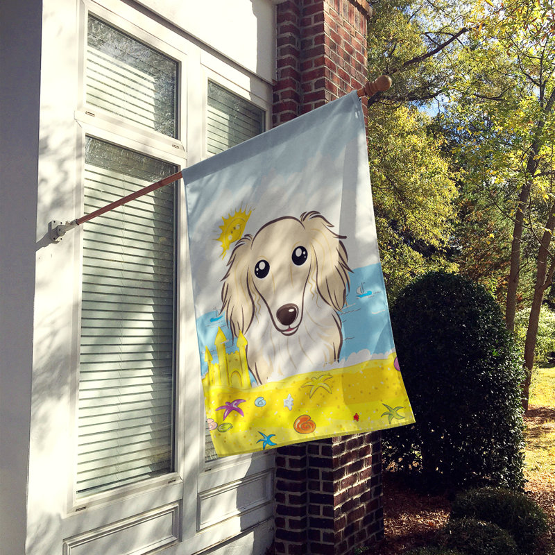 Batchelder Double Sided 40'' H x 28'' W Polyester House Flag, Longhair Cream Dachshund