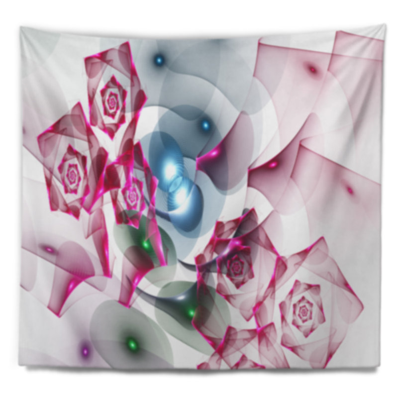 Tapisserie de décor abstrait rose roses design, H 68 po x l 80 po