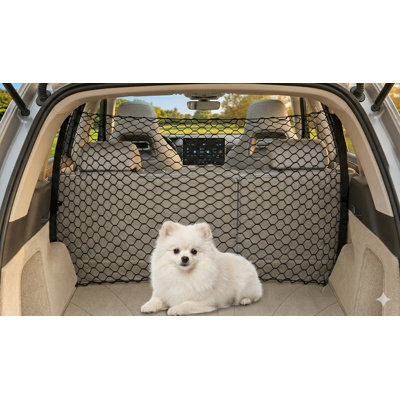 Pet Confinement Mesh for Vehicles, Rear Seat Divider Net for Trucks, SUVs, and Full-Size Sedans, Canine Restraint System for Back Seat, Vehicle Partition for Cargo Compartment Travel, Mesh Screen Barricade