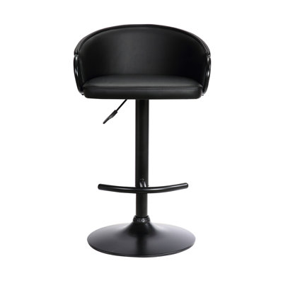 Chaise de bar pivotante à hauteur réglable en similicuir et fer noir