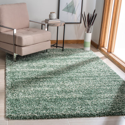 Tapis abstrait vert / ivoire Arayeli