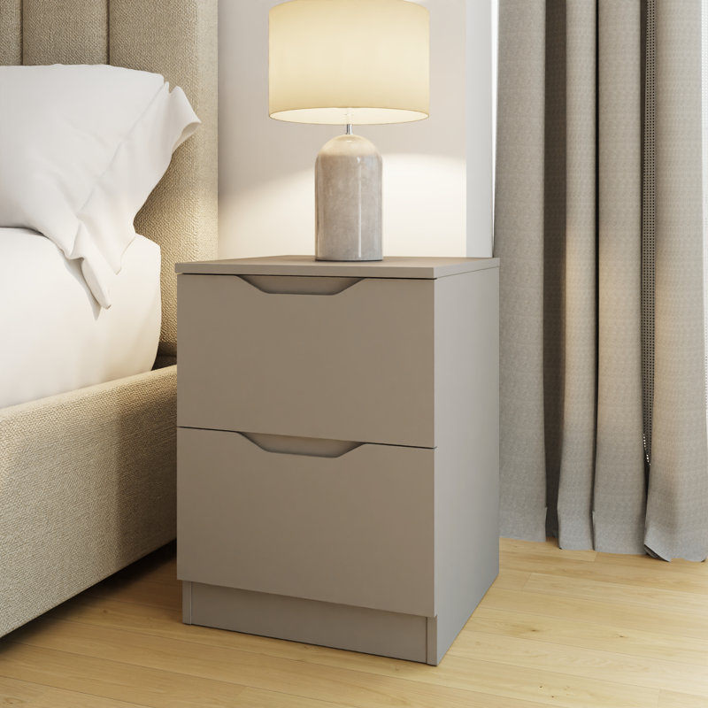 Groove Handled 2 Drawer Bedside, Sandstone
