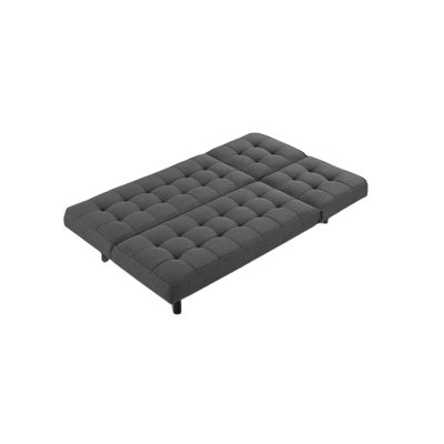 Dark Gray Futon Sofa Biscuit Tufting Seat Back 1Pc Sofa Adjustable Headrest Converts To Chaise Couch