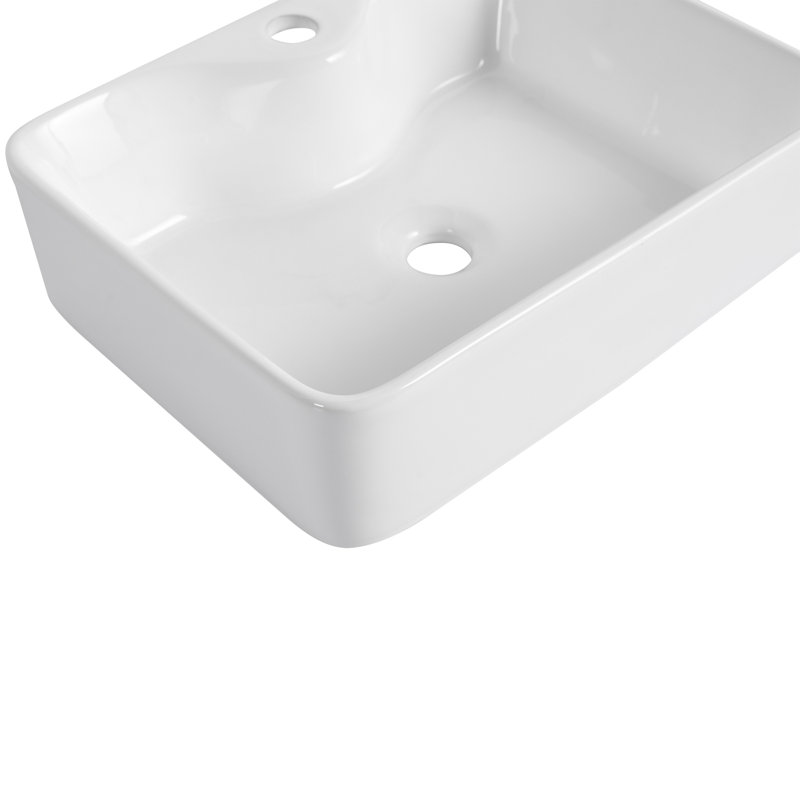 Lavabo de salle de bain rectangulaire en céramique avec installation facile