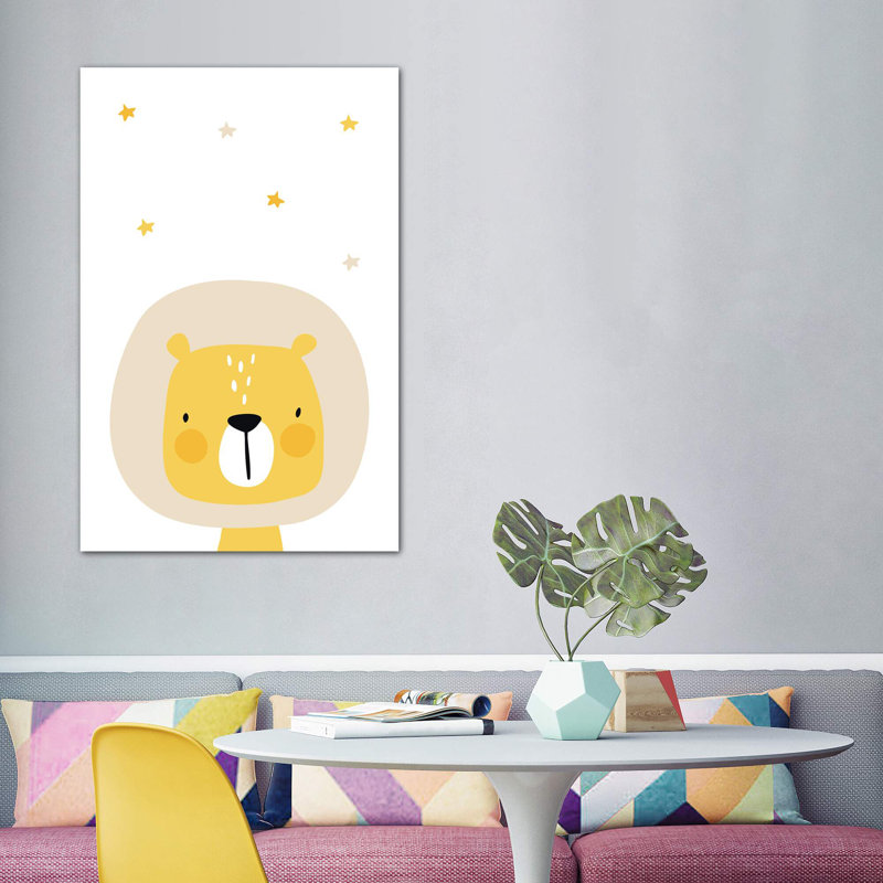 " Lion With Stars ", 60" H x 40" W x 1.5" D, Wrapped Canvas, No Mat