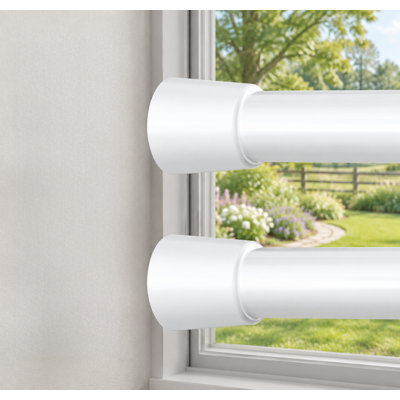 2 Pack White Spring Tension Curtain Rods, Adjustable 16 to 40 Inch Small Rods with 5/8 Inch Diameter and 4 Holders, No-Drill Curtain Rods for Window 24-36