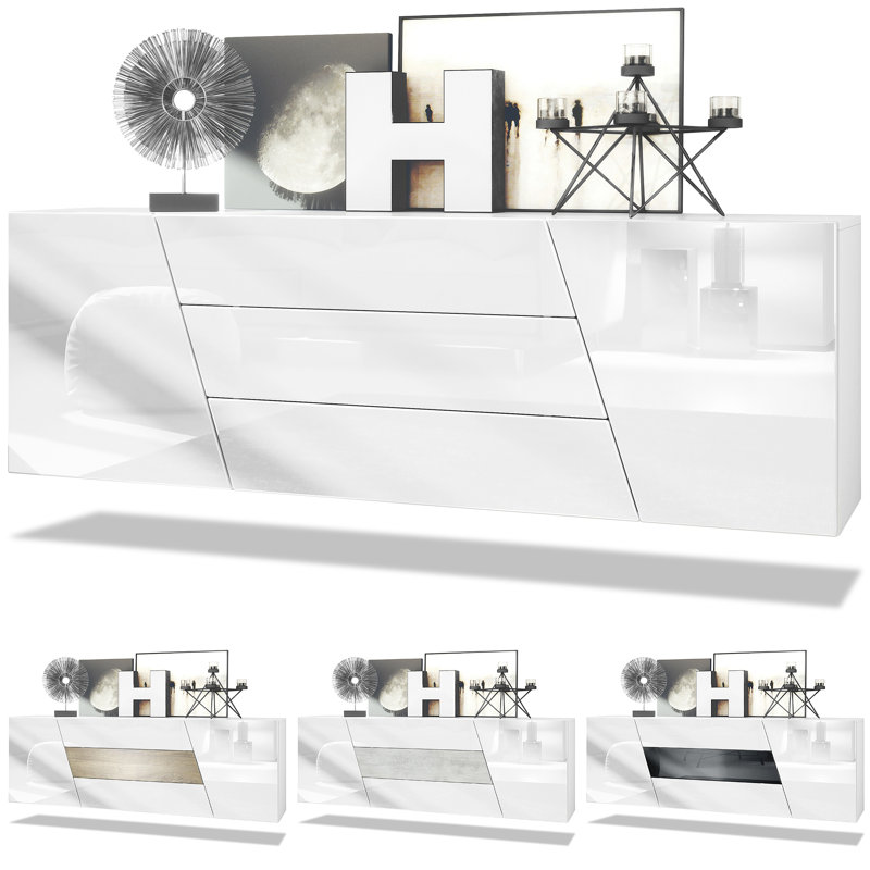 Addell 178cm Sideboard, High-gloss Black