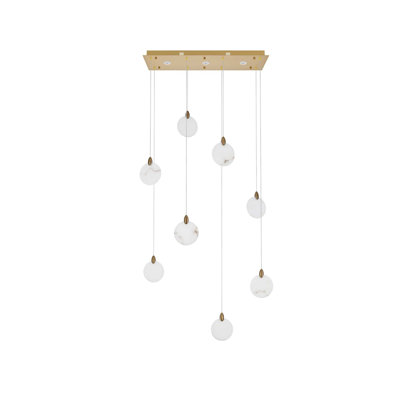 Avery 36 inch Rectangle Alabaster Pendant in Satin Gold