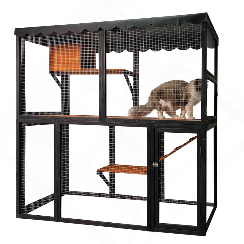 Grande cage à chat en bois pour chat en bois