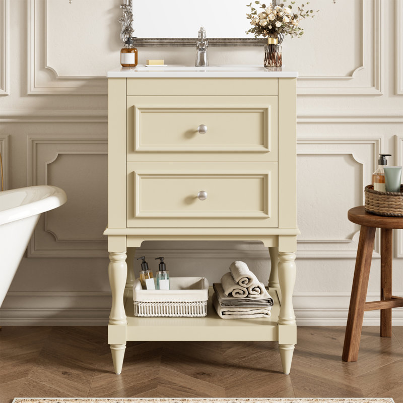 Meuble-lavabo simple, Beige, Beige