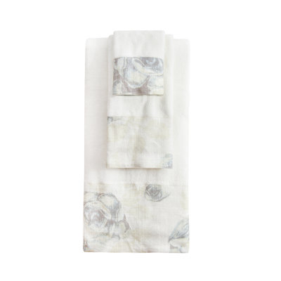 Rigsby White Cotton Rose Garden Floral Pattern Chic Casual 3 Piece Towel Set