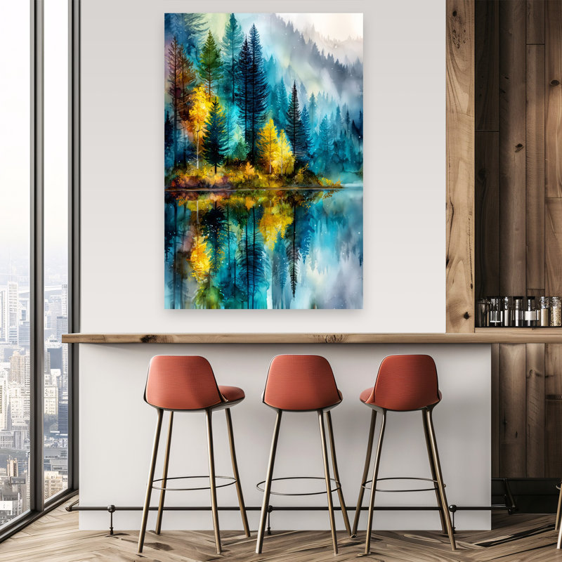 Art mural coloré forêt paisible, 60" H x 40" W