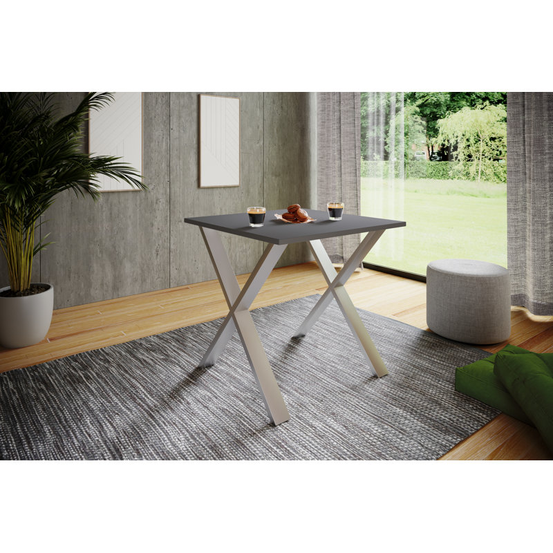 Alwilda Metal Base Dining Table, Black, 76cm H x 80cm W x 50cm D, Browning