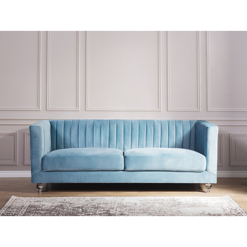 Rye Velvet Sofa, Light Blue
