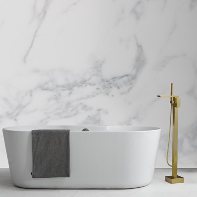 Floor Mount Tub Filler Freestanding Bathtub Faucet with 2 Function Handheld and Diverter, Solid Brass Tub Faucet