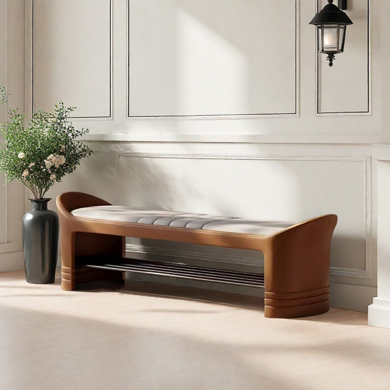 Banc de rangement pour chaussures 47,2 po, Beige/Orange