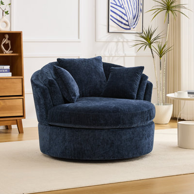 43.3" W Oversized Upholstered Swivel Barrel Chair