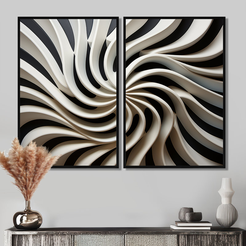 Art mural moderne noir et blanc I, 36" H x 48" W, Framed Print without Mat, Black