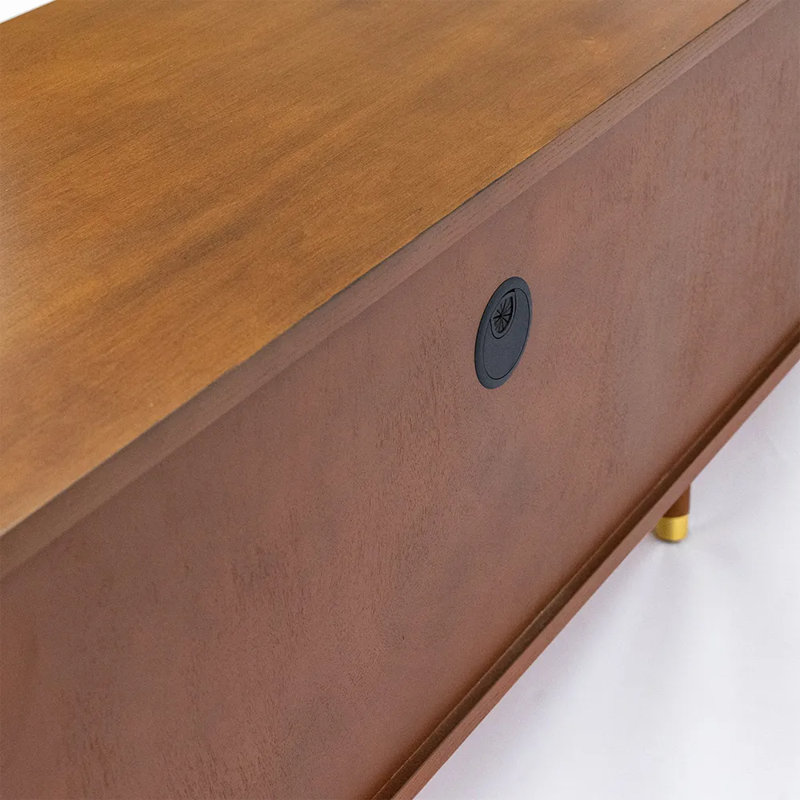 Meuble télé Mid-Century moderne, entièrement assemblé, H 22,83 po x L 62,99 po x l 16,93 po, Brun