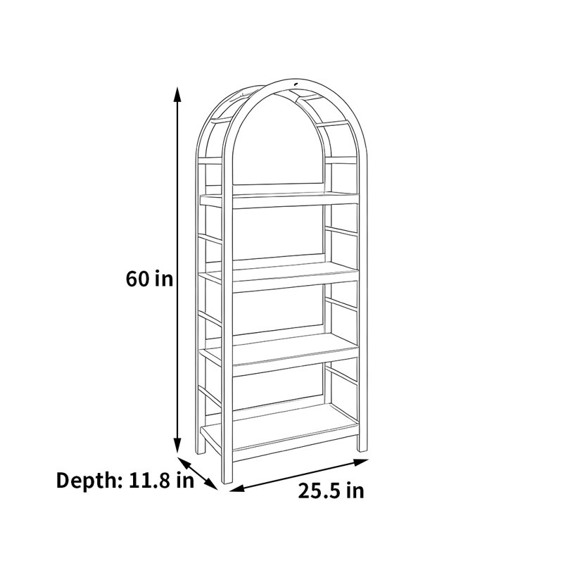 A classic and durable bookcase, (4 Shelves) 60"H x 25.5"W x 11.8"D, Dark Brown