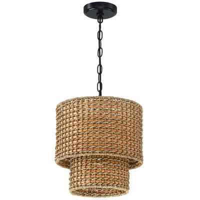 Luminaire suspendu en rotin tissé à 1 lumière