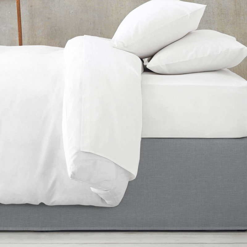 Shay Solid Gray Cotton Bedskirt, 15", King