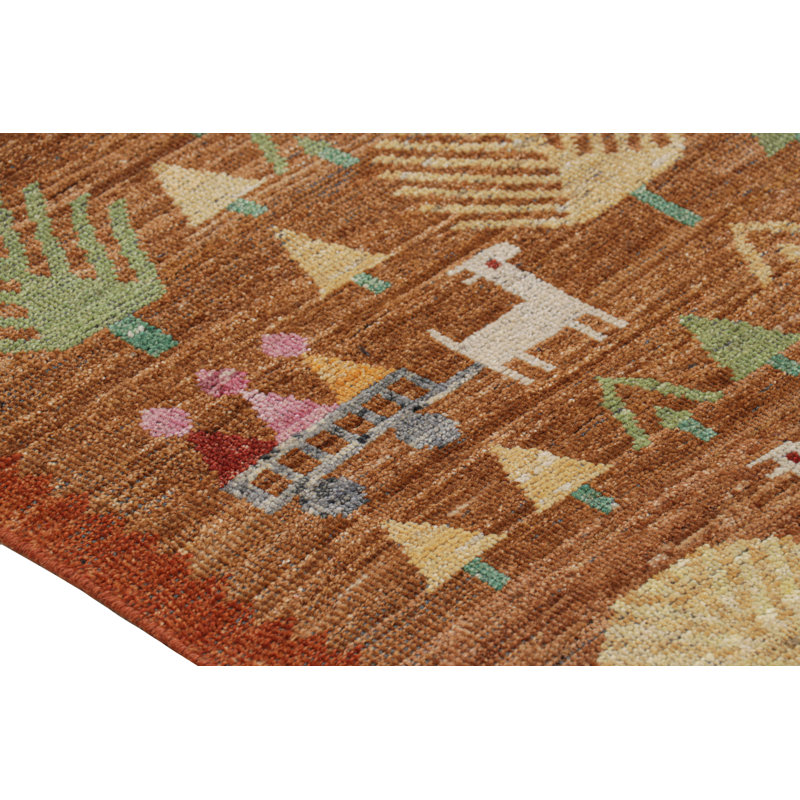 Burano Hand Knotted Wool Geometric Area Rug, Rectangle 5' x 7'