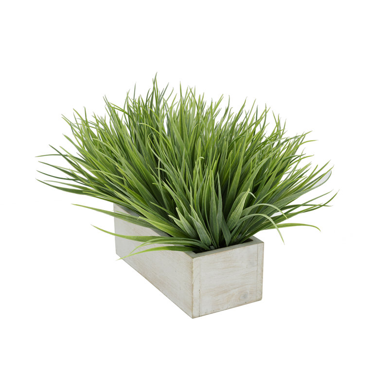 Herbe d'oignon artificielle en pot, Blanc, H 9 po x L 15 po x P 10 po, Vert pâle