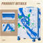 Valise à roulettes 28 pouces pour PC, valise de transport, avec motif imprimé et serrure à combinaison (bleu)-129390291